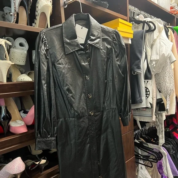 Who What Wear Dresses | Faux Leather Button Up Dress | Color: Black | Size: M | Litab74'S Closet